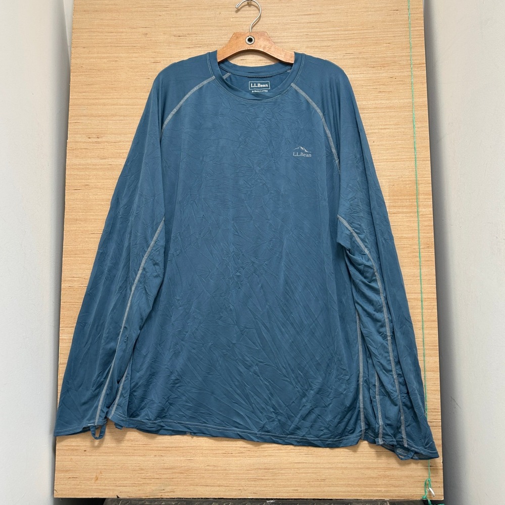LL Bean Mens Slightly Fitted Blue Performance Long Sleeve Shirt XXL 503675